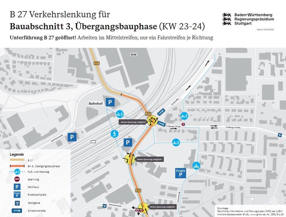 B 27 Verkehrslenkung für den Bauabschnitt 3, Bauphase 2