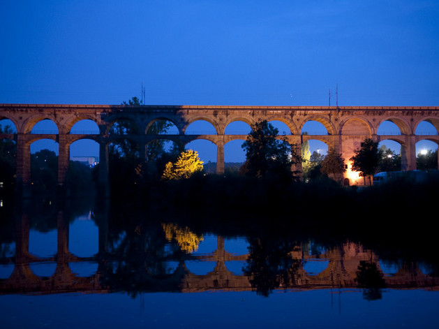 Viaduct at night