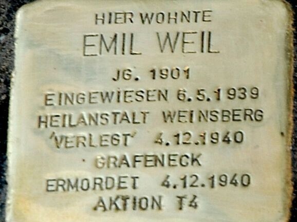 Close-up of Emil Weil´s Stolperstein