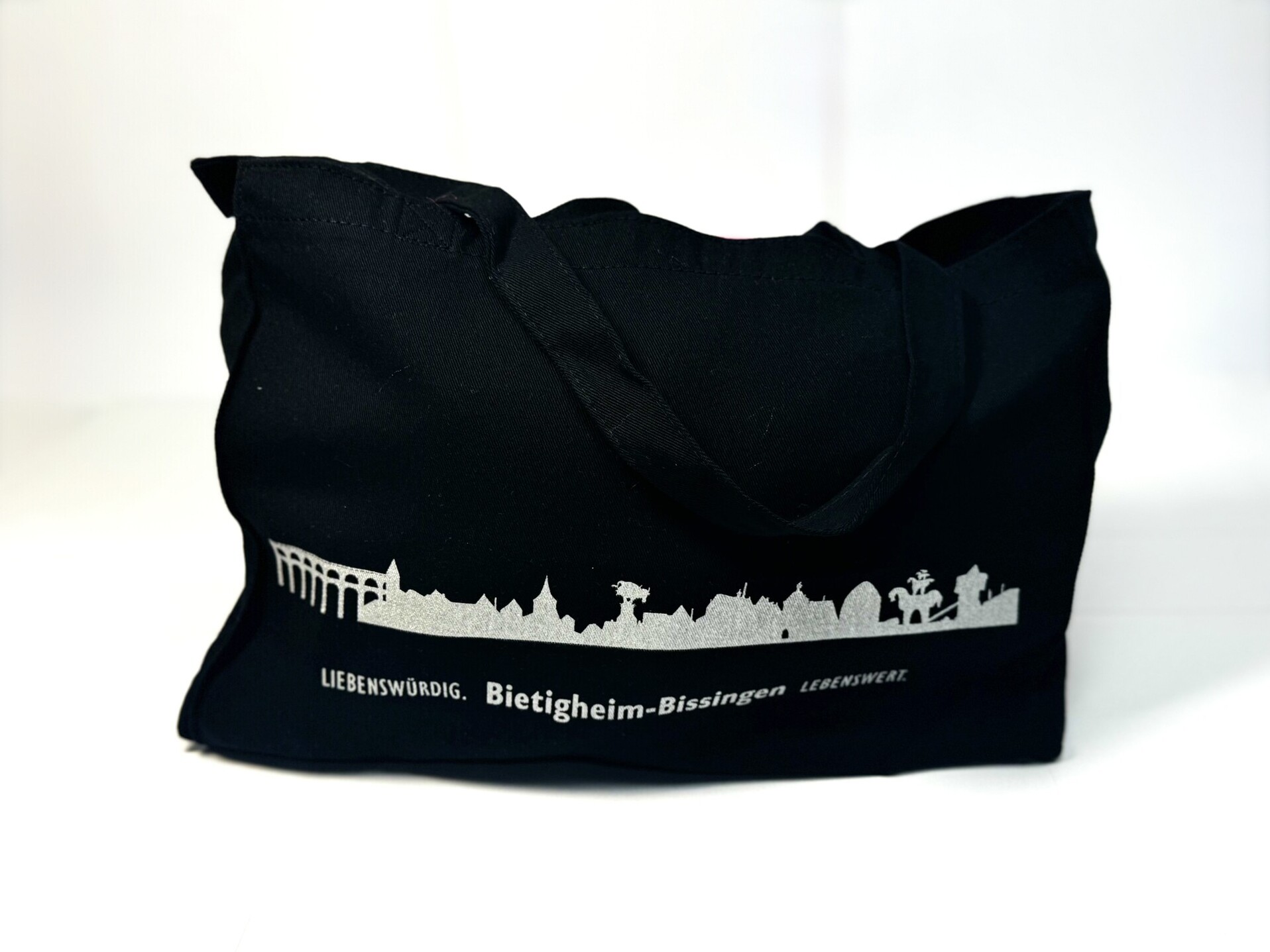 Stofftasche, schwarz mit Stadtsilhouette (4,50 €) Stofftasche, schwarz mit Stadtsilhouette