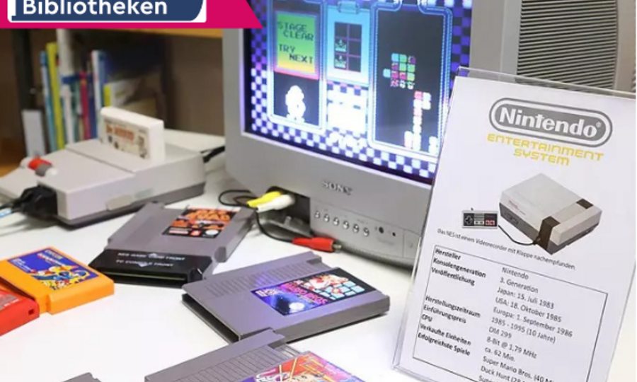 alter Bildschirm mit Retro-Spielen