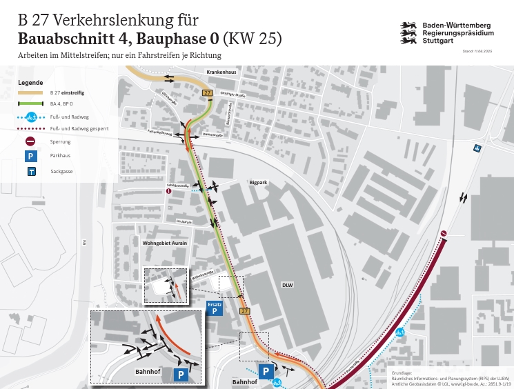 B 27 Bauabschnitt 4, Bauphase 0 Verkehrslenkung